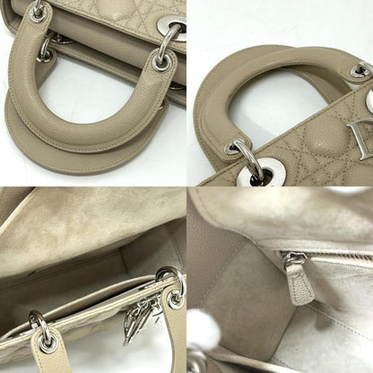 DIOR Handbag Lady Dior Cannage Leather Beige