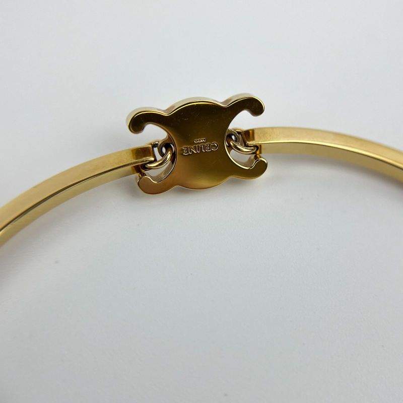 Celine Logo Triomphe Accessory Bracelet Bangle Gold Vintage Women's