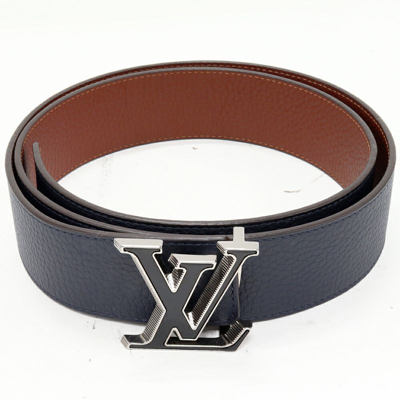 Louis Vuitton Belt Taurillon Leather Navy X Brown LV Tilt Reverse Taurillon