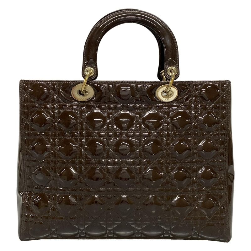 Dior/christian Dior Handbag Lady Dior Large Dark Brown Leather