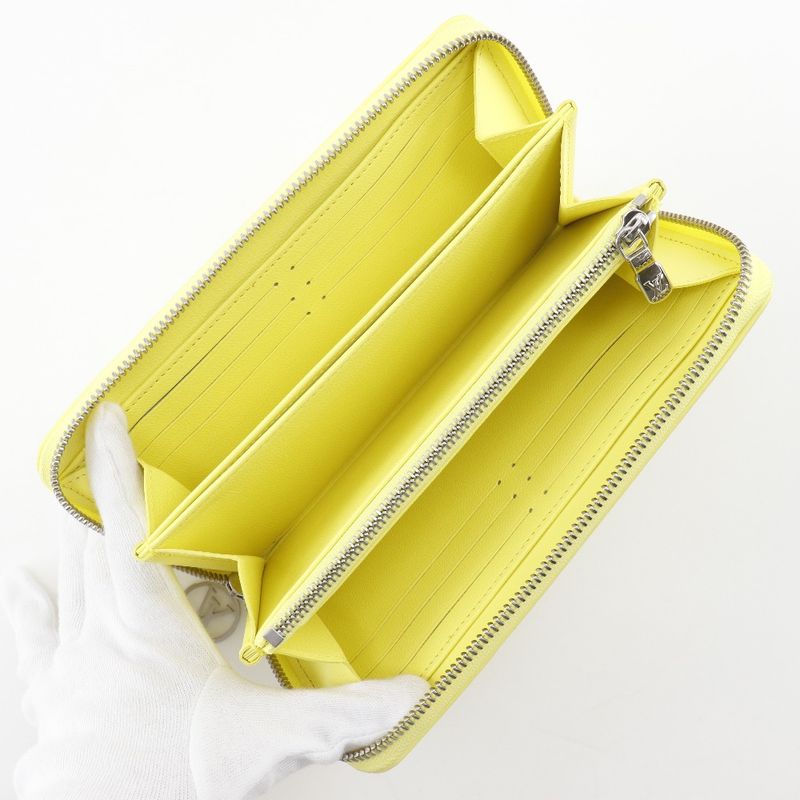 Louis Vuitton Zippy Wallet Coussin M83104 Lambskin Smiley Yellow Ladies Long