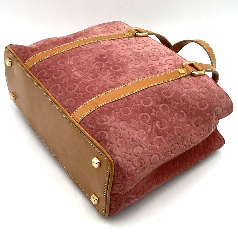 Celine Handbag Tote Bag C Macadam Suede Leather Pink Women's