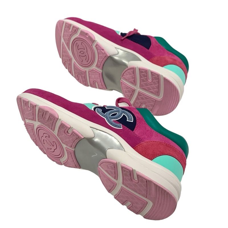 Chanel Sneakers Shoes Suede Fabric Leather Nylon Multicolor Here Mark Pile