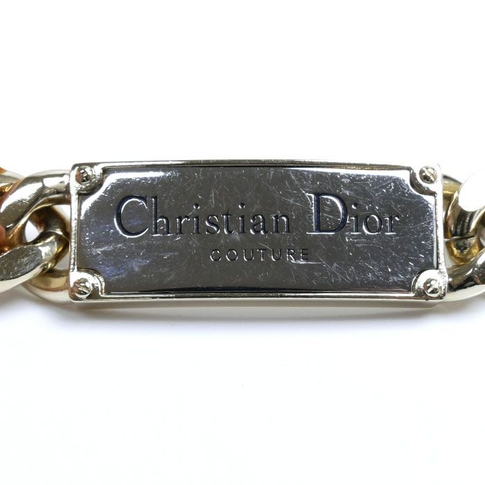 Christian DIOR Brass Couture Chain Link Necklace N2064hommt D012 1650g 40-47cm