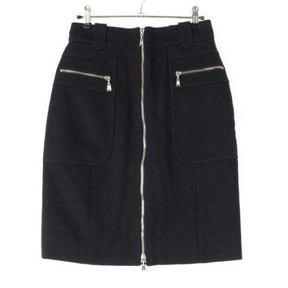 Louis Vuitton Wool Zip Design Melton Skirt Black 38