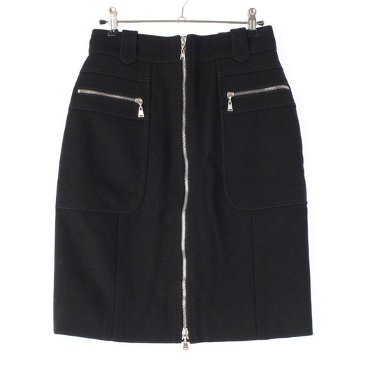 Louis Vuitton Wool Zip Design Melton Skirt Black 38
