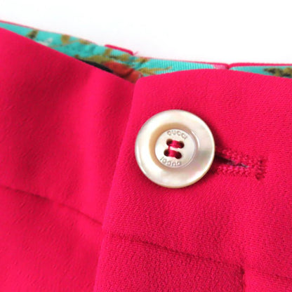Gucci 529540 Waist Floral Center Press Cropped Pants With Shell Logo Button