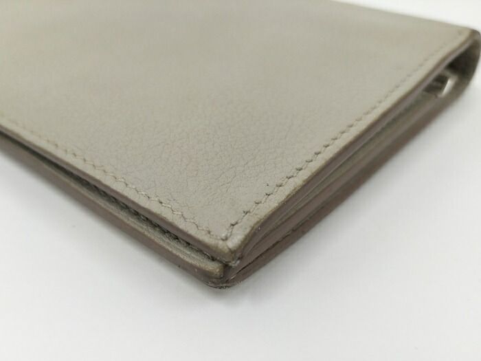 Hermes Citizen Long Silk Inn Bifold Long Wallet Leather Gray C Engraved