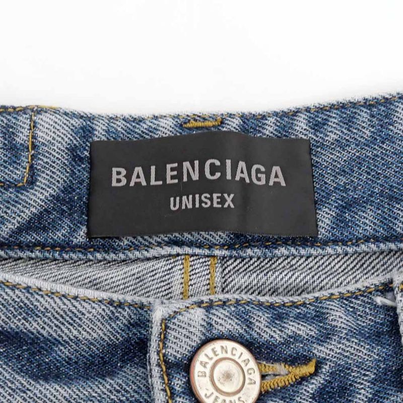 Balenciaga Denim Pants Damage XXS Size Blue Trousers Women's Apparel