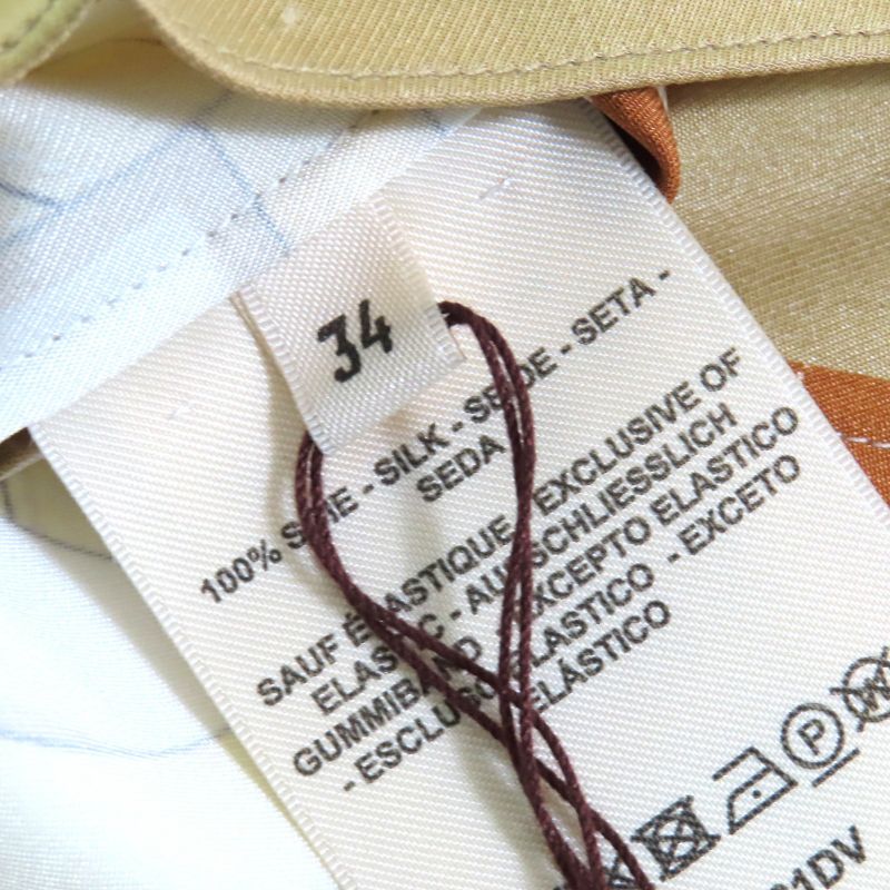 Hermes 2024 4e0331dv Panoplie Tout Cuir 100% Silk Printed Short Pleated Skirt