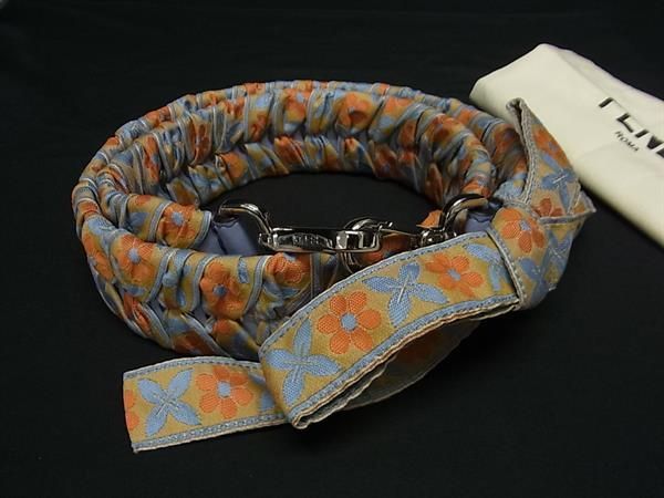 FENDI Strap You Leather And Canvas Flower Bag Shoulder Strap Light