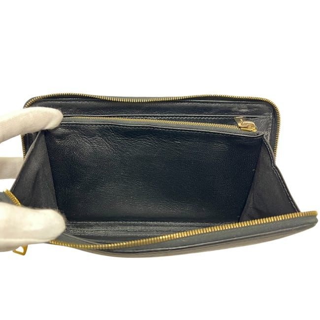 Celine Round Zipper Long Wallet Black Wallet Leather Preowned