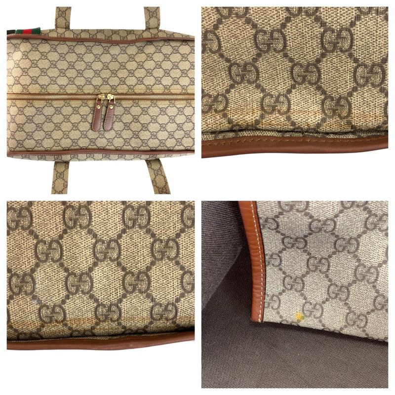 Gucci Sherry Line Beige Gold Hardware GG Supreme Canvas 211133 Boston Bag