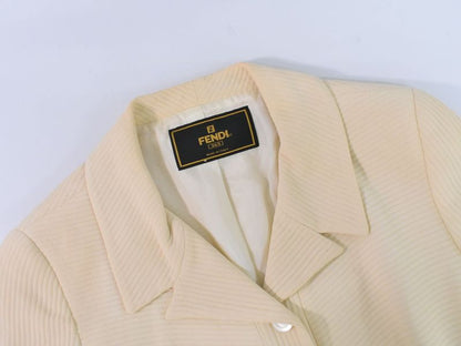 Authentic Fendi Cotton Viscose Acetate Cupro Jacket Outerwear Beige Women's