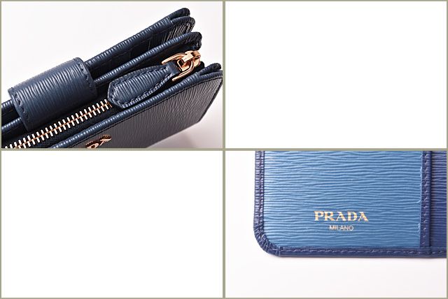 Unused Prada Fold Over Wallet 1ml225 Vitello MOVE Blue