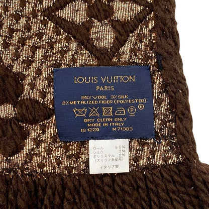 Louis Vuitton Scarf Echarpe Logomania Shine M71383 Monogram Brown Gold Louis