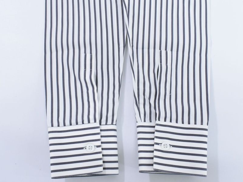 Authentic Dior Striped Shirt Long Sleeve Top 37 White Gray Men's Clothing Used