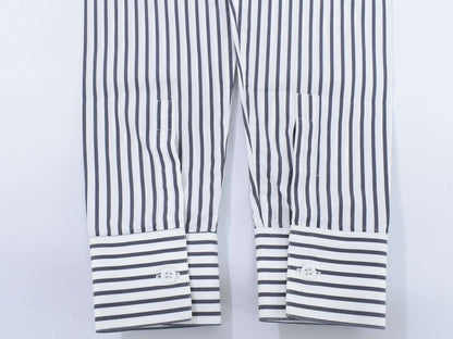 Authentic Dior Striped Shirt Long Sleeve Top 37 White Gray Men's Clothing Used
