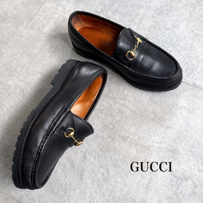 Gucci Horsebit Loafers Leather Black Gold Hardware 35 1 2 22.5cm (8.86in)