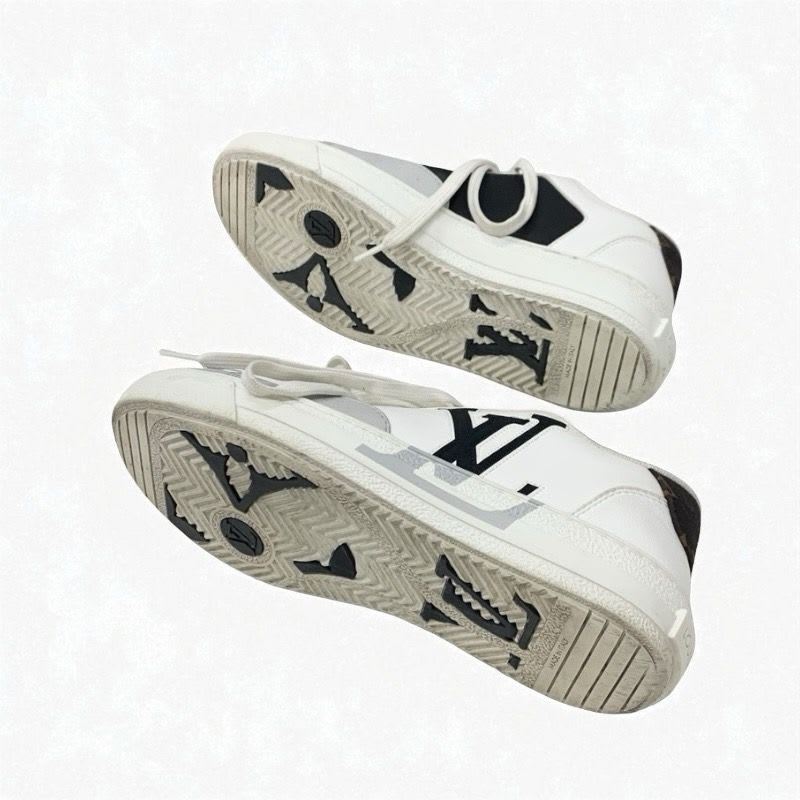 Louis Vuitton Charlie Line Monogram Sneakers Shoes Leather White Gray Black