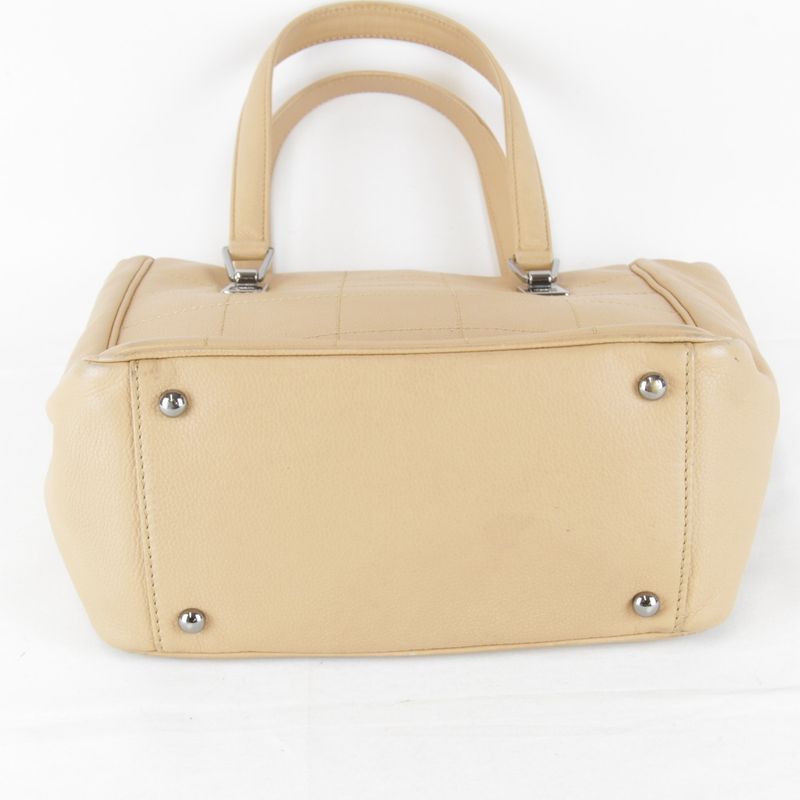 Chanel Caviar Skin Choco Bar Tote Bag Leather Women's Coco Mark High