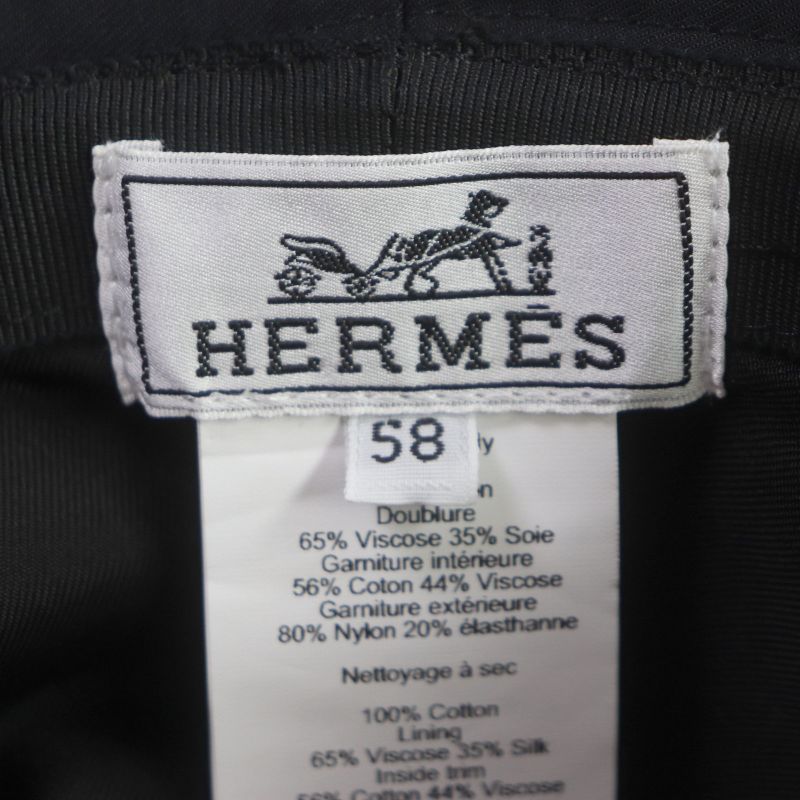 Hermes Fred Quarterbash Cotton Current Production Hat Black 58 Made In Italy