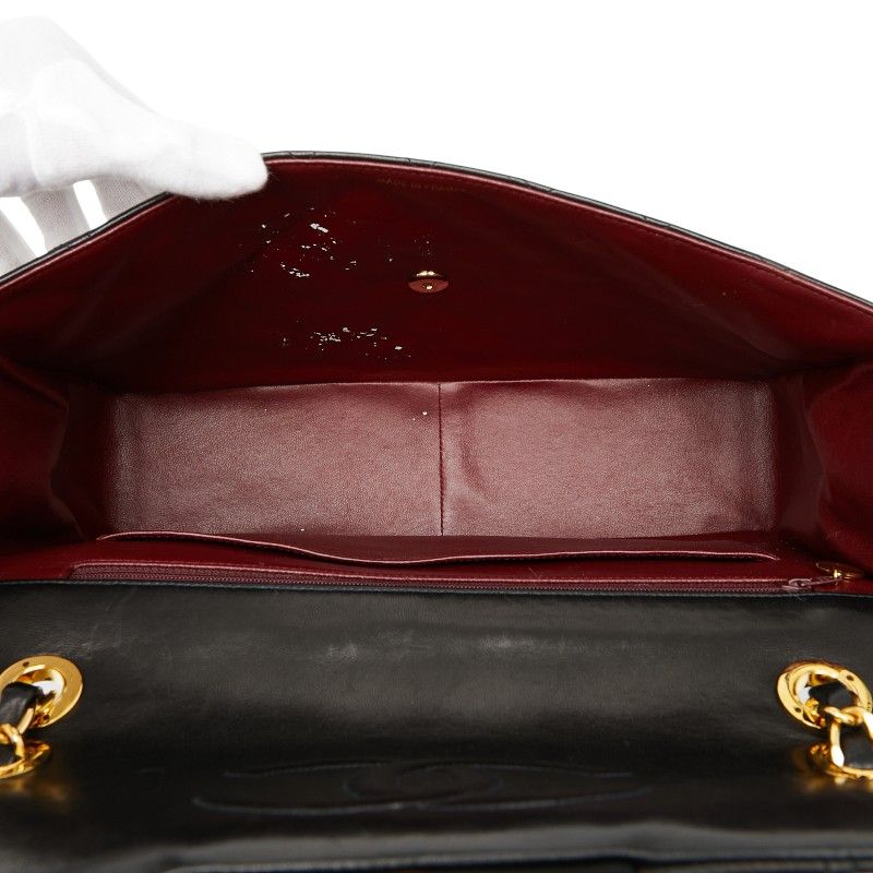 Chanel Coco Mark Deca Matelasse 34 Crossbody Chain Shoulder Bag Black Leather