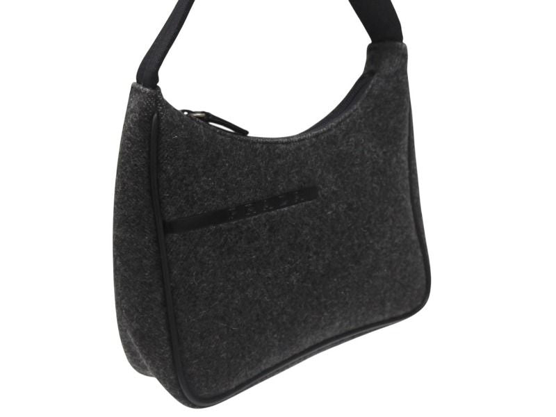 Prada Sports Bag Wool Nylon Charcoal Black Silver — view 4