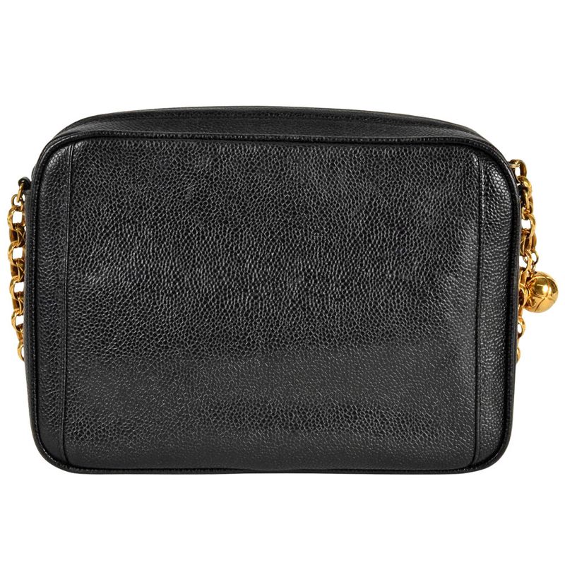 Chanel Coco Mark Chain Shoulder Bag Caviar Skin Black Gold Hardware