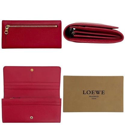 Loewe Foldable Long Wallet Continental Wallet Red Anagram Excellent Condition