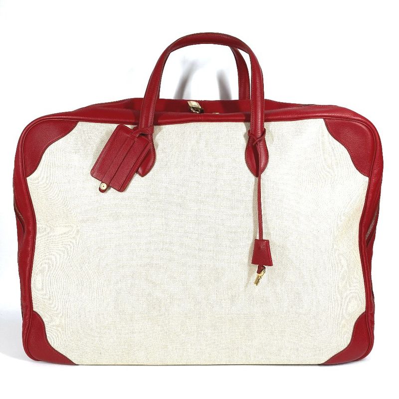 Hermes Boston Bag Victoria 60 Victoria 60 Toile Ash Red