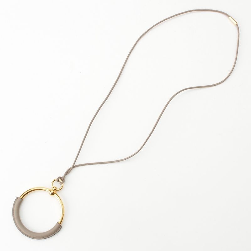 Hermes Loop Grand Vorsoft Leather Aluminum Gold Necklace Glazed Gold