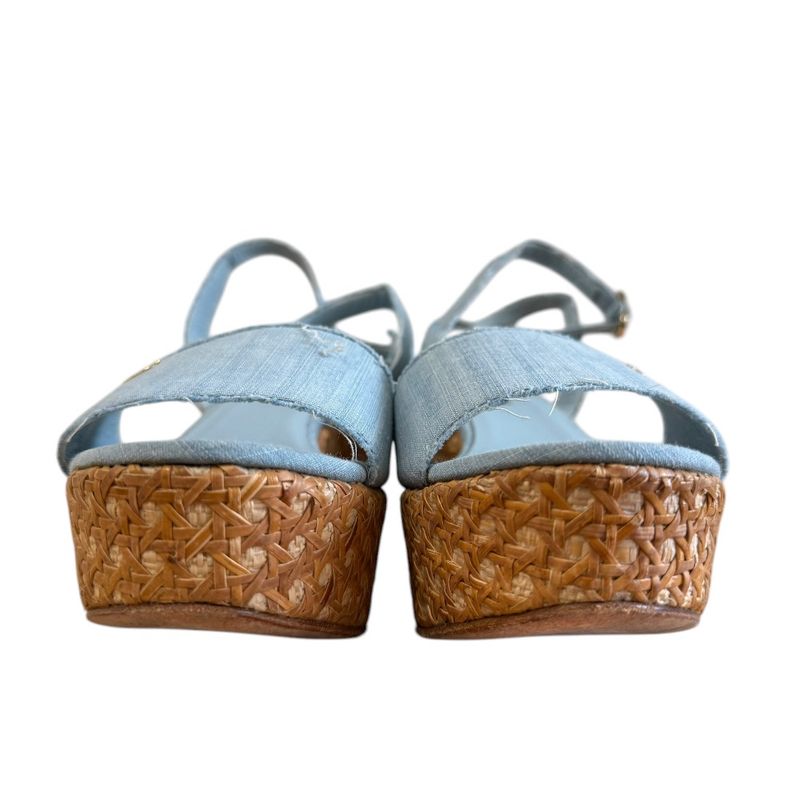 Chanel Coco Mark Open Toe Ankle Strap Wedge Sole Sandals 34 1/2 21.5cm (8.46in)