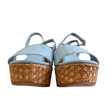 Chanel Coco Mark Open Toe Ankle Strap Wedge Sole Sandals 34 1/2 21.5cm (8.46in)