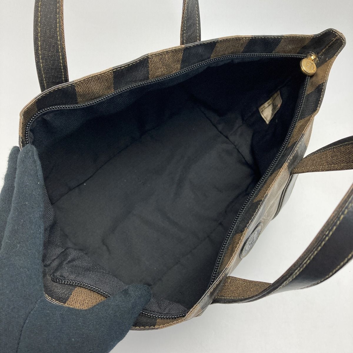 Fendi Pecan Mini Tote Brown PVC×leather Handbag