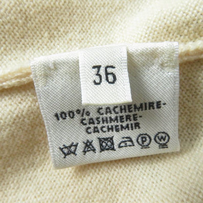 Hermes 100% Cashmere French Sleeve Knit Top Beige Red 36 Made In England Women