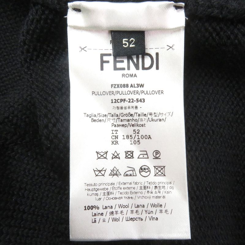 Fendi 2022 Fzx088 100% Wool FF Logo Zucca Bijoux Sweater Long Sleeve Knit