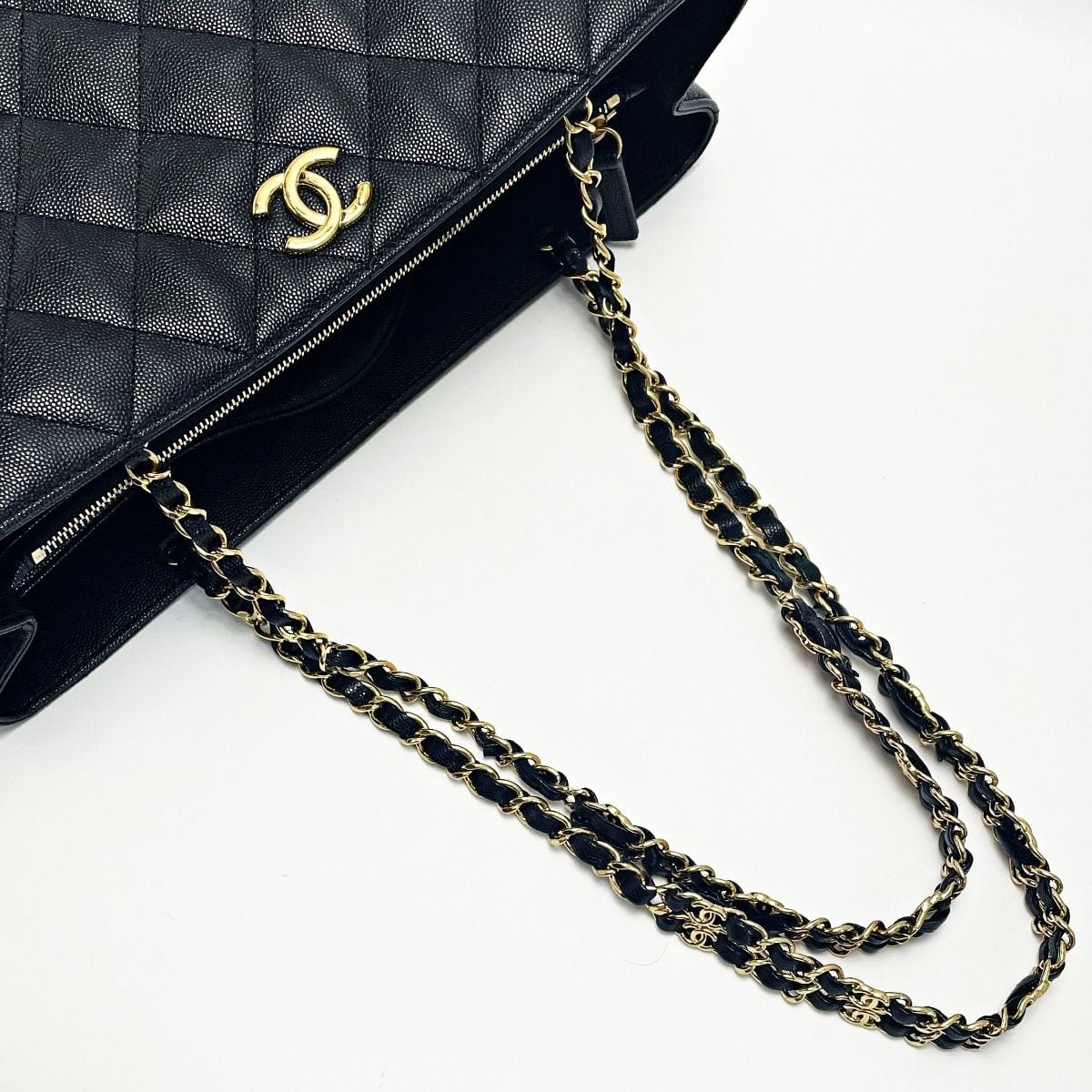 Chanel Matelasse As3634 Black Chain Tote Bag Caviar Skin Ladies Gold Hardware