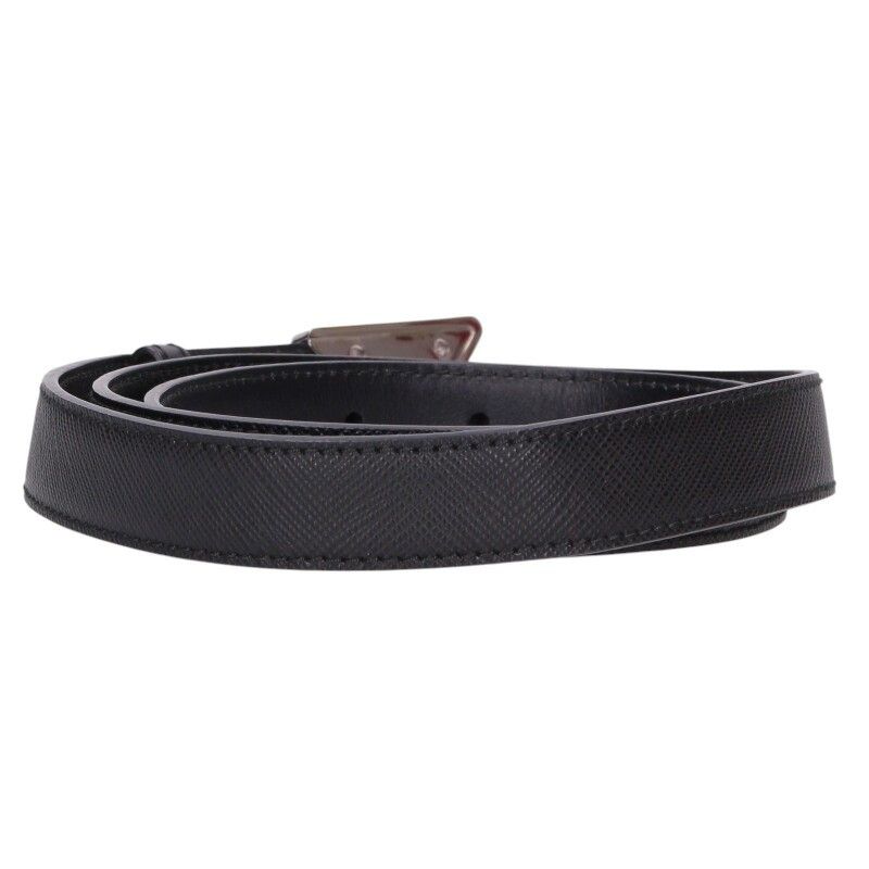 Prada 1cc522 Triangle Logo Plate Saffiano Leather Belt Ladies 80