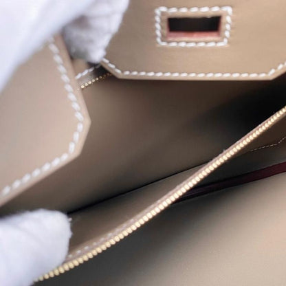 Hermes Handbag Birkin 25 W Engraved Swift Etoupe Glaze Gold Hardware Hermes