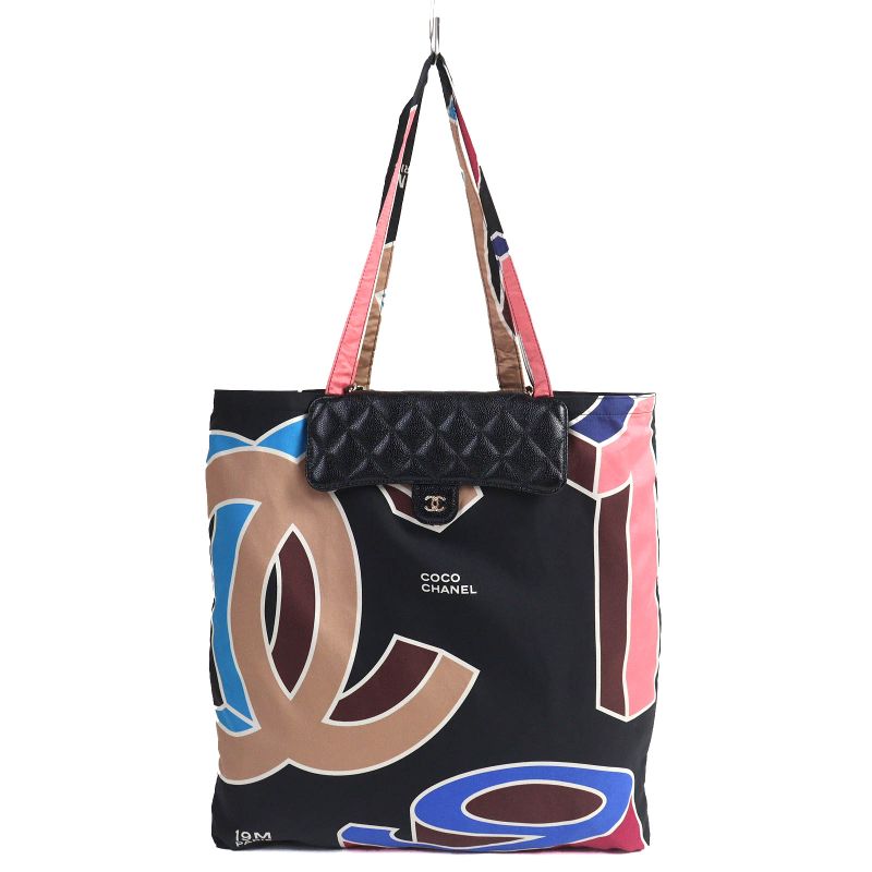 CHANEL Coco Mark Caviar Skin Chain Shoulder Eco Bag Random Serial Black