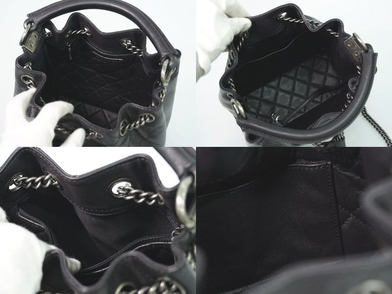 Authentic Chanel Coco Mark Matelasse 2WAY Chain Drawstring Backpack Sac Handbag