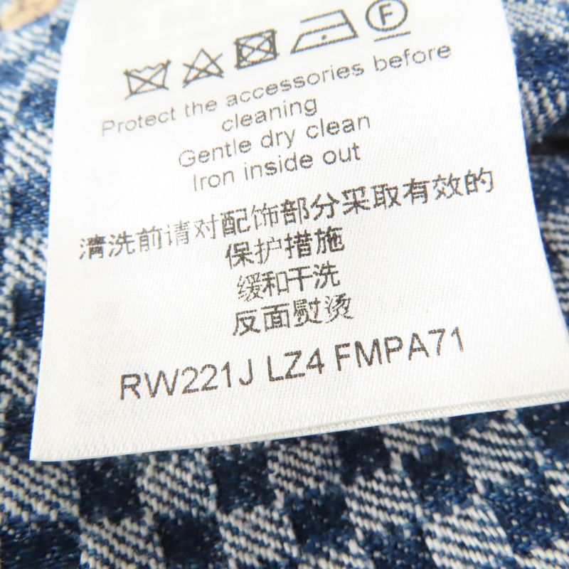 Louis Vuitton 2022 Monogram Leather Patched Damier Pattern Denim Pants Navy 34