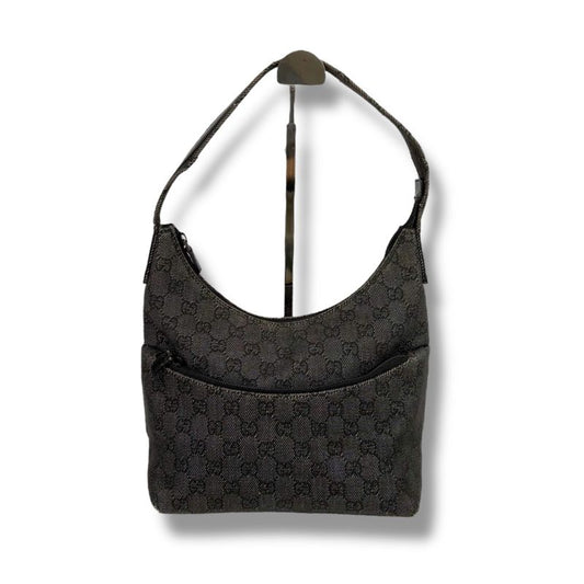 Gucci One Shoulder Bag GG Canvas 105649 Hobo Soho Black Gray