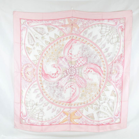 Hermes Carré 90 Parures Oceanes Scarf Silk Pink