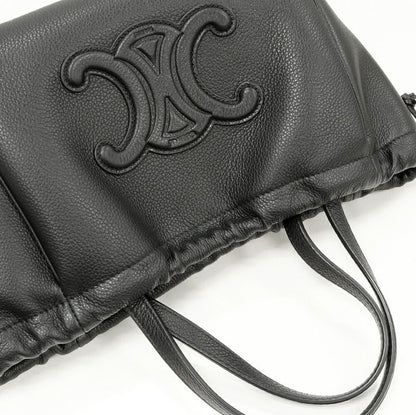 Celine Hand Tote Shoulder Bag Triomphe Cabas Small Drawstring Ring Grained