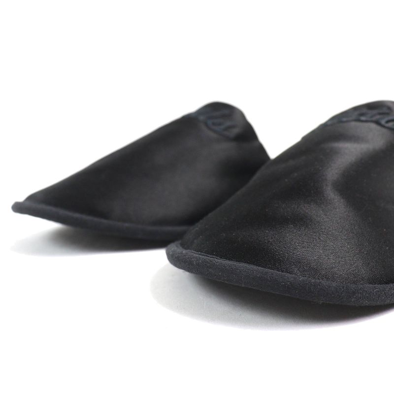 Louis Vuitton LV Sweet Line Logo Embroidery Satin Slippers Room Shoes Black