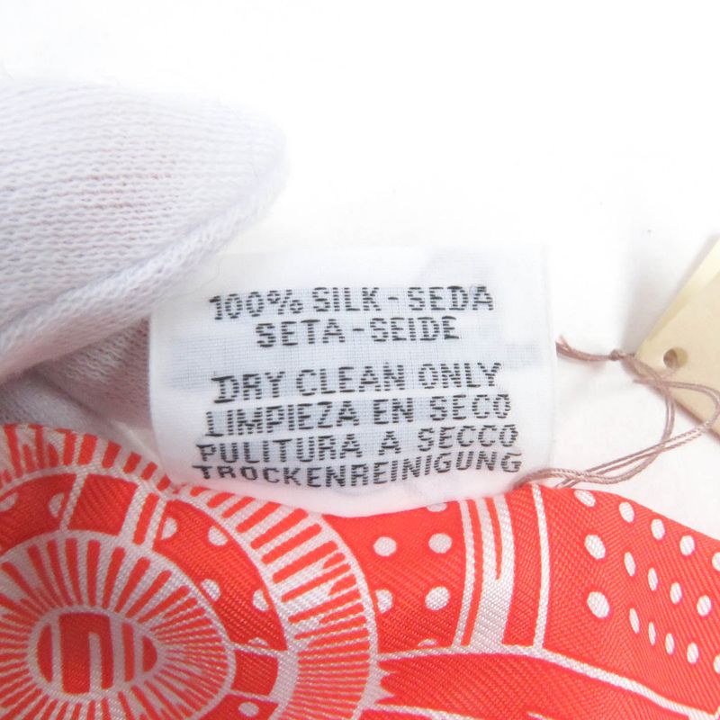 Hermes H062978s Twilly 100% Silk Apron D'or Bandana Scarf Vermilion/gri Pe Lou