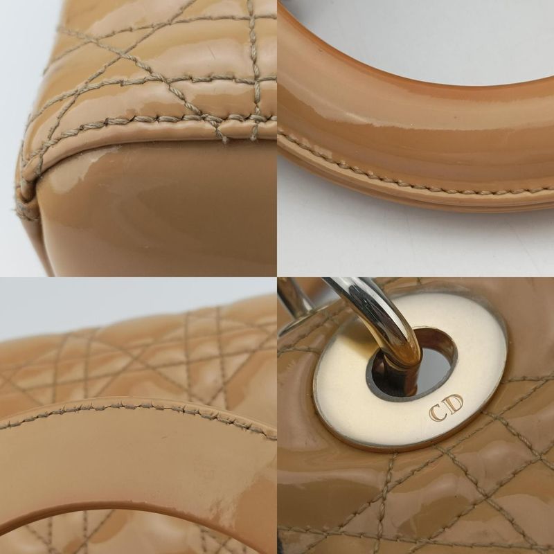 Christian Diorchristian Dior Lady Dior Beige Patent 14b-ma-0112