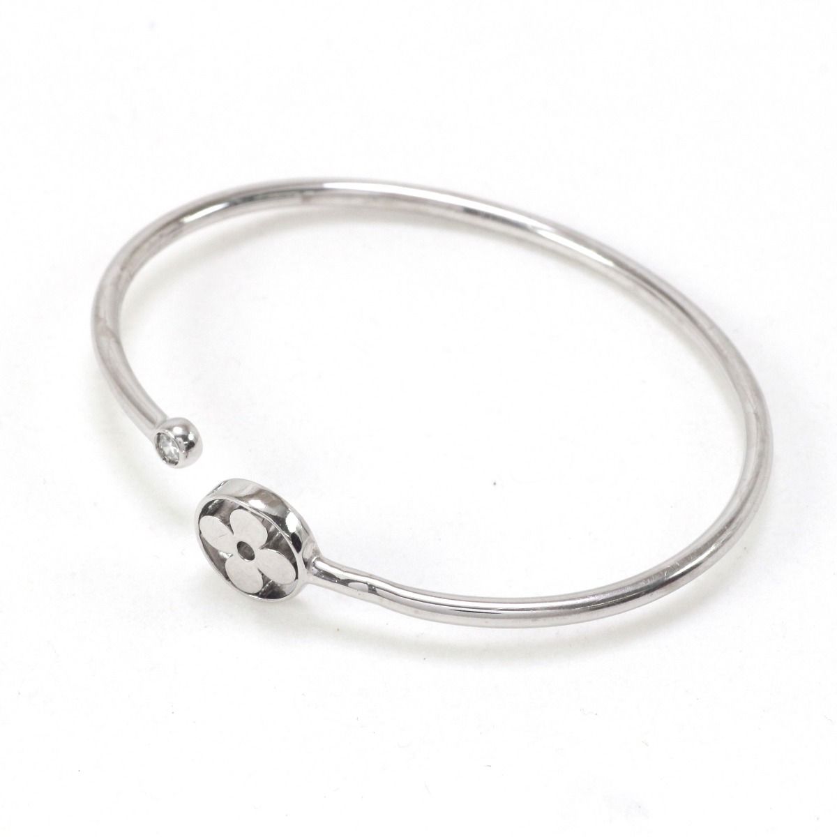 Louis Vuitton Bracelet Twist Blossom White Togo Old X Diamond Size S (15cm